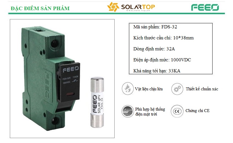 Đế cầu chì FDS-32B 1000VDC hãng FEEO