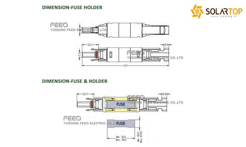 Đầu nối MC4 cầu chì FEEO