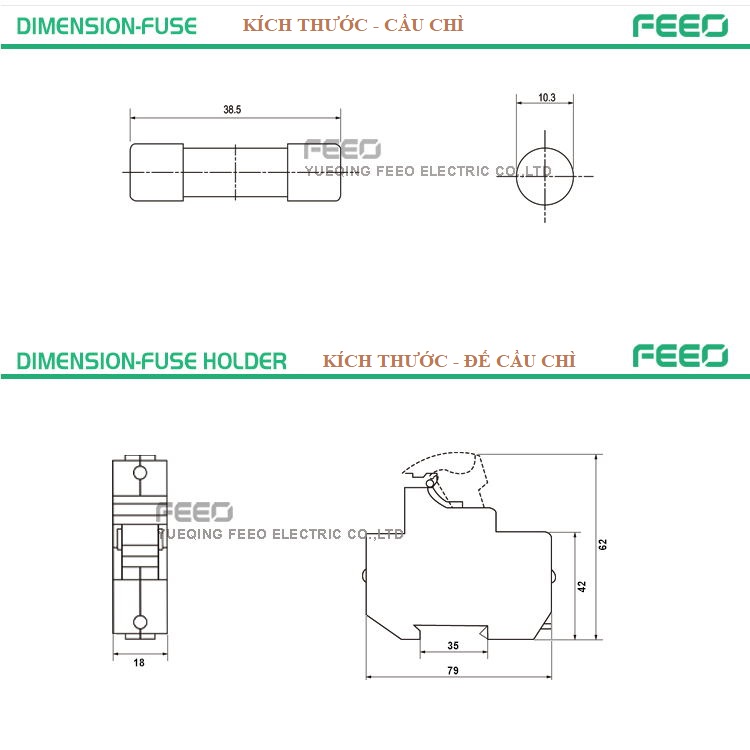 Đế cầu chì FDS-32B 1000VDC hãng FEEO