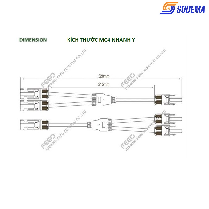 Đầu nối MC4 nhánh chữ Y hãng FEEO